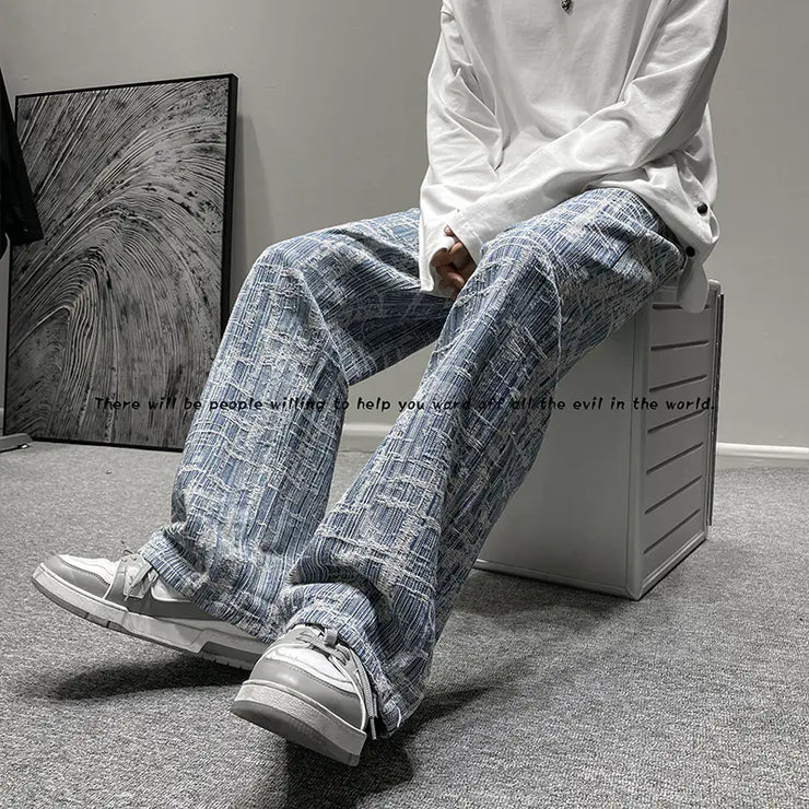 Embroidered Wide Leg Hip-Hop Jeans for Men