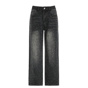 Vintage American Style Rhinestone Wide-Leg Jeans 2024