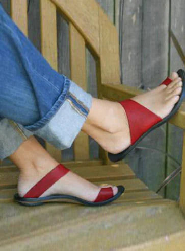 Solid Color Flat Sandals - Fashion Flip Flops