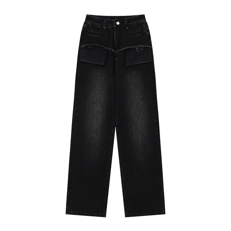 Retro Distressed Straight-Leg Jeans for Women