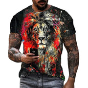 3D Printed Lion Pattern Men's Casual T-shirt (Large Size)