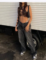 Women's Casual Washed Straight-Leg Jeans