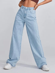 High Rise Butterfly Print Denim Jeans - Loose Fit