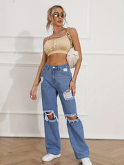 Women's Ripped High Waist Baggy Denim Jeans