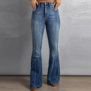 High-rise Slim-fit Washed Wide-leg Jeans