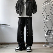 Men's Vintage Loose High Jeans with Button Design