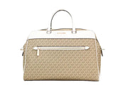 Michael Kors Travel Large Light Cream Signature PVC Top Zip Weekender Duffle Bag