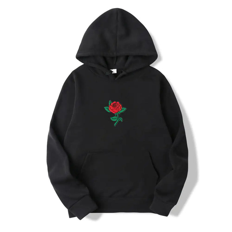 Rose Print Unisex Fashion Hooded Sweatshirt