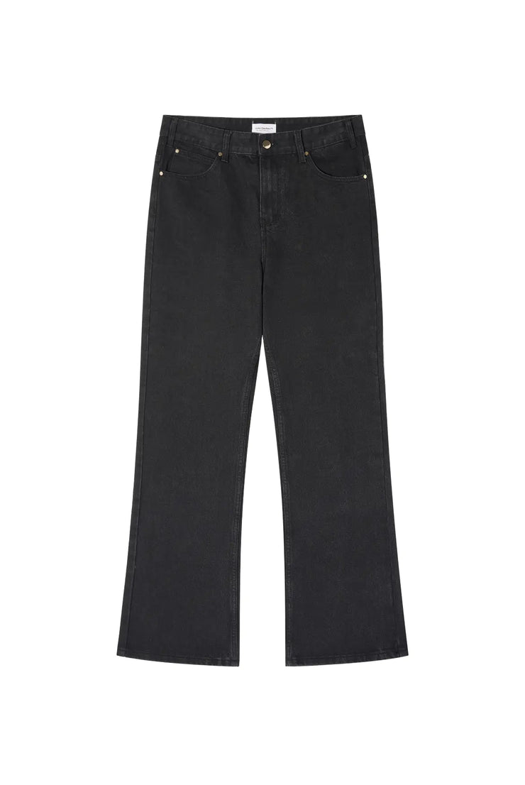 Washed Retro Distressed Black Bootcut Jeans