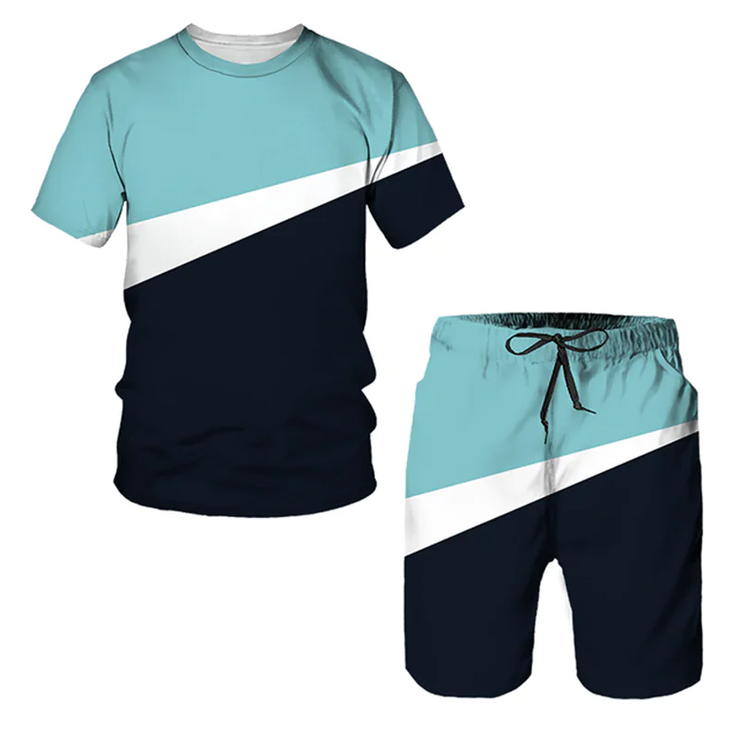 3D Printed Summer Stripe 2-Piece Men&