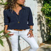 Plus Size Long Sleeve Women's Button-Up Shirt