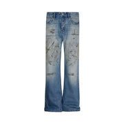 Retro American Style Distressed Straight Jeans