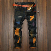Men's Distressed Straight Leg Vintage Denim Jeans