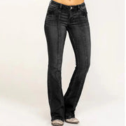 Slim Washed Women's Jeans with Horn Detail