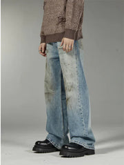 Retro American Style Distressed Straight Jeans