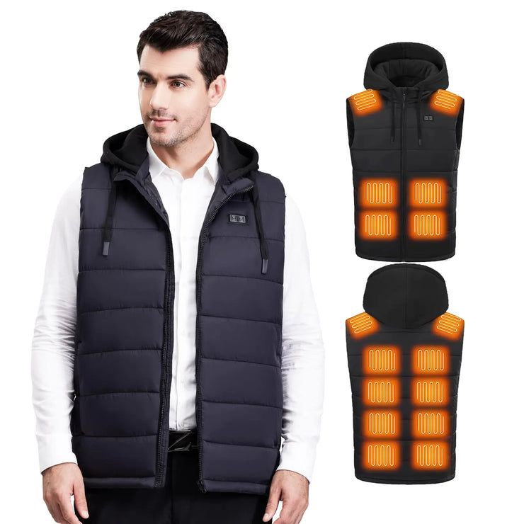 MOOKALO Heated Vest with Hood Electric Vest Heating Men Sport