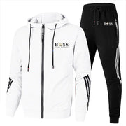 Men's Casual Sports Two-Piece Hoodie Set with Print