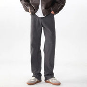 LKTM Men's Yellow Retro Loose Straight Wide-leg Jeans