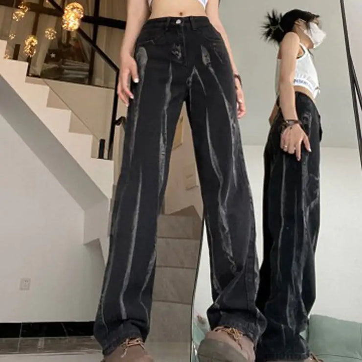 Gradient Straight Loose Jeans for Men and Women