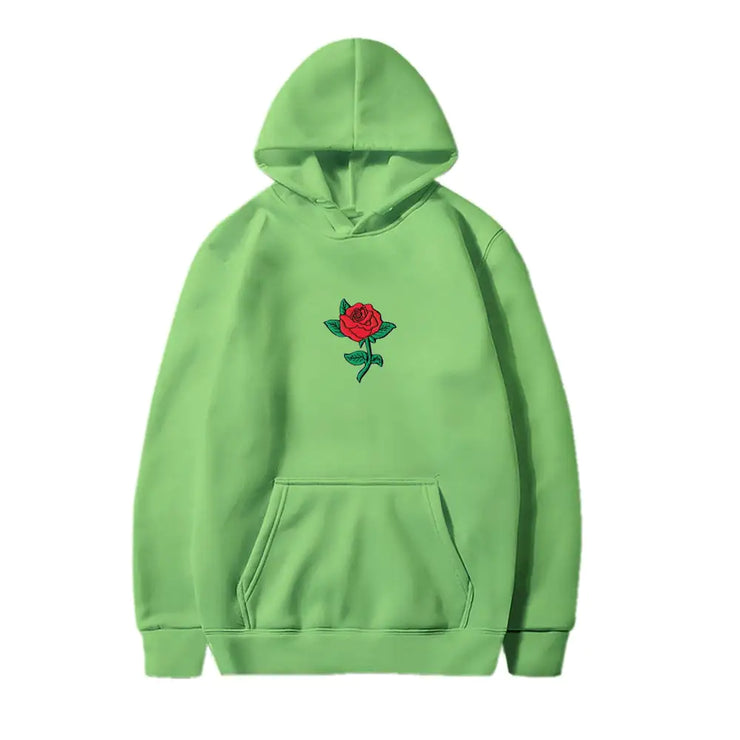 Rose Print Unisex Fashion Hooded Sweatshirt