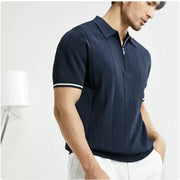 Men's Summer Polo Shirt with Zipper Lapel