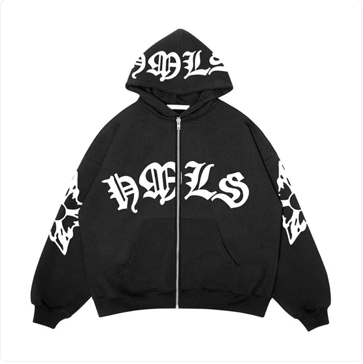 Gothic Letter Print Hoodie