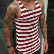Men's Slim Fit Stripe Print Sleeveless Workout Vest