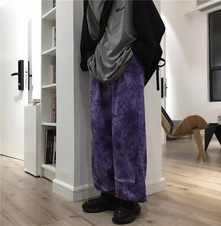 Spring Harajuku Style Tie-Dye Embroidered Pants
