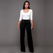Trendy Women's Tailored Straight Leg Pants with Buttons