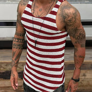 Men's Slim Fit Stripe Print Sleeveless Workout Vest