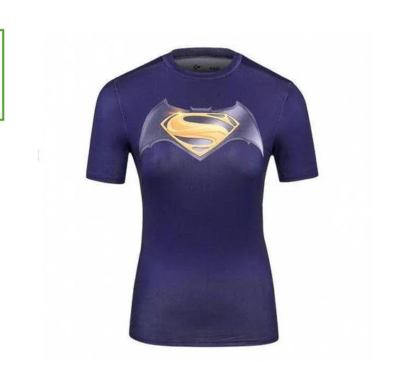 Superman Captain America and Batman Print Dry Fit Shirt