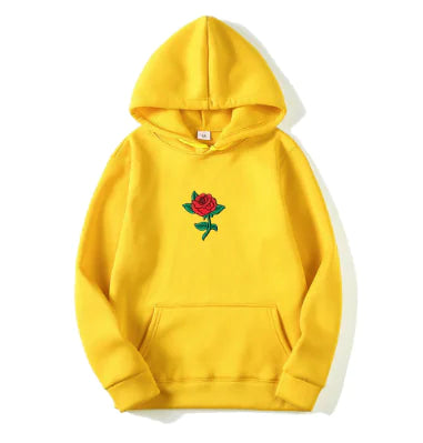 Rose Print Unisex Fashion Hooded Sweatshirt