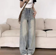 Straight Cylinder Floor Mopping Baggy Jeans