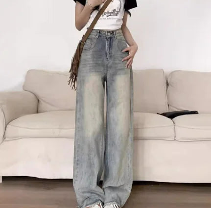 Straight Cylinder Floor Mopping Baggy Jeans