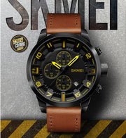 Quartz Three-Needle Watch with Leather Strap