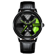 Men's Quartz Watch with Steel Band and Hollow Wheels