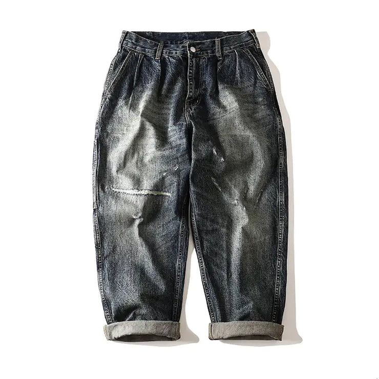 Retro Distressed Loose Fit Hip Hop Cropped Jeans