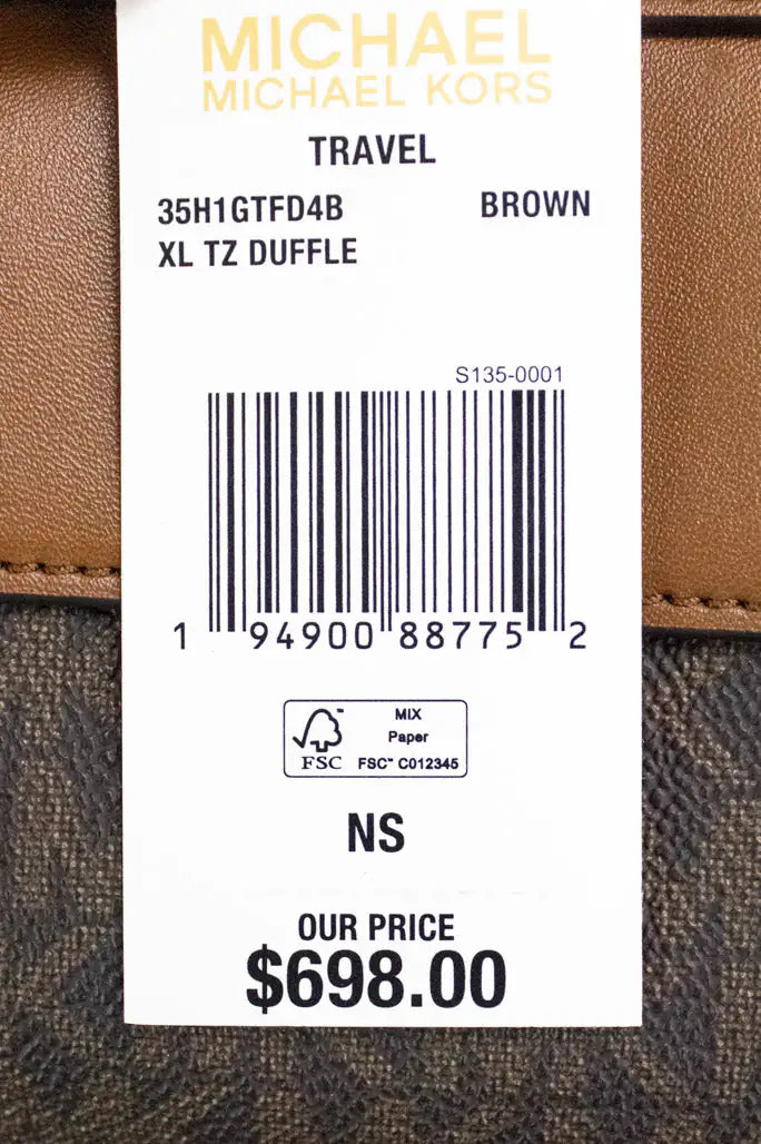 Copy of Michael Kors Travel Extra Large Brown PVC Top Zip Duffle Weekender Luggage Bag