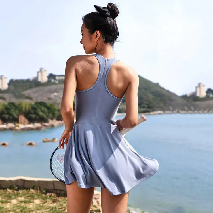 Yoga Sports One-Piece Skirt and Vest Set