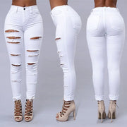 High Waist Women's Ripped Denim Skinny Jeans