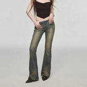 Distressed Vintage Washed Straight Leg Jeans