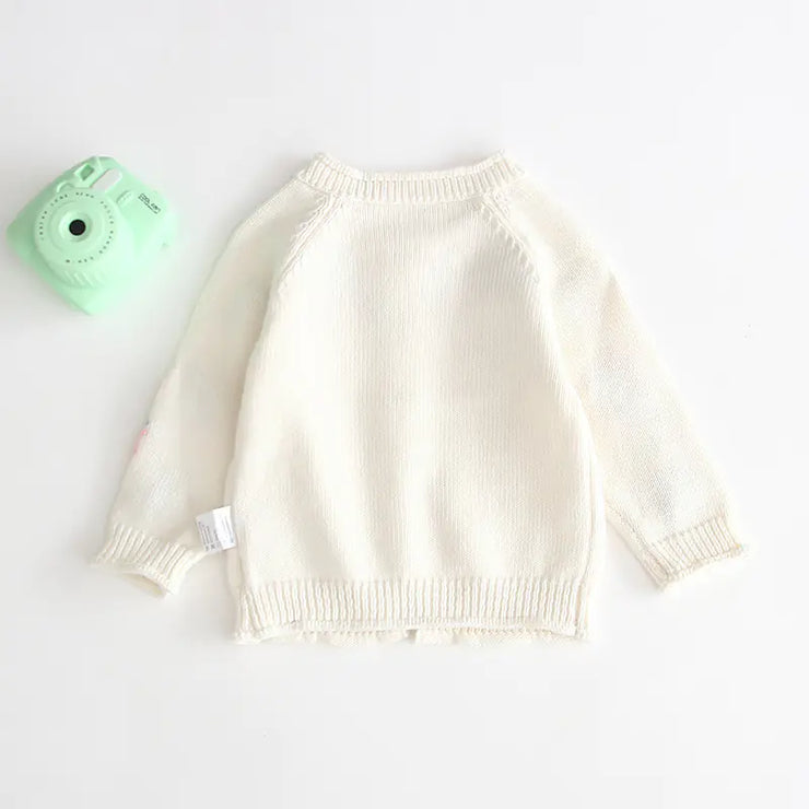 Embroidered Button Cardigan Sweater for Baby Girls