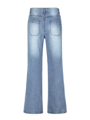 Women's High Rise Wide Leg Denim Jeans with Pockets