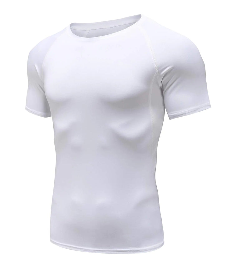 Holure Mens Workout Athletic Shirts for Men Compression Short Sleeve Shirts White M