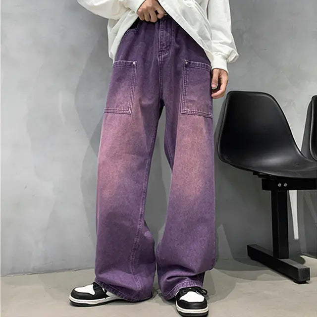 Purple Loose Jeans for Men - Hip-hop Retro Casual Wear
