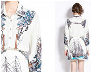 Women's Autumn Outfit Set - Shirt and Dress Combo