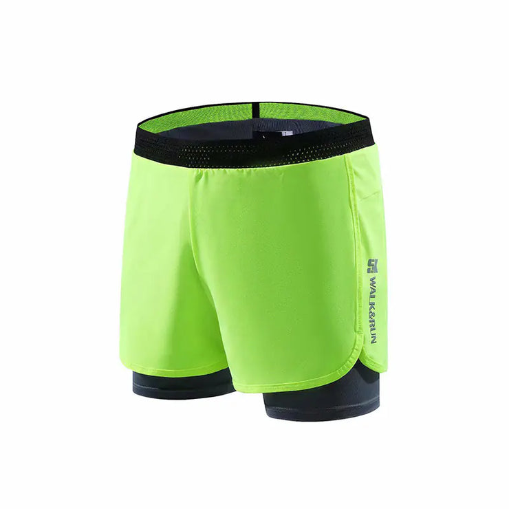 Fake Two-Piece Sports Shorts with Elastic Base