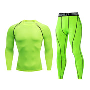NaRHbrg Mens Sports Running Workout Set Compression Shirt Pants
