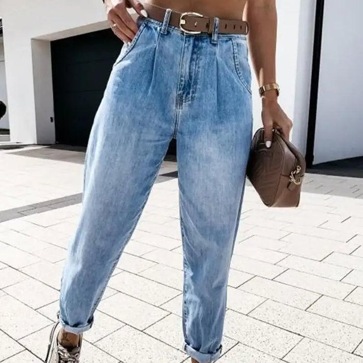 High-Rise Washed Denim Jeans