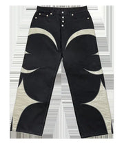 American Retro Men's PU Leather Stitching Jeans